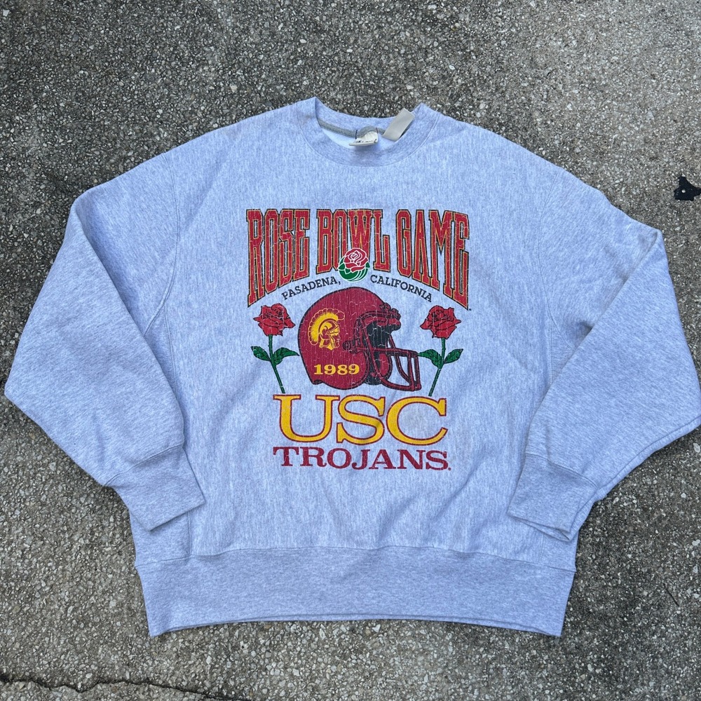Champion Reverse Weave USC Trojans 1989 Rose Bowl Sweatshirt Gray Large